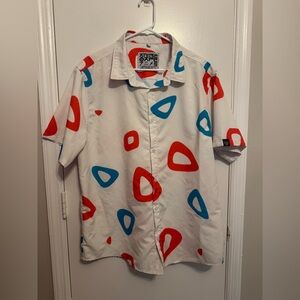 Togepi Pattern Pokemon Button Up Hawaiian Shirt Size L